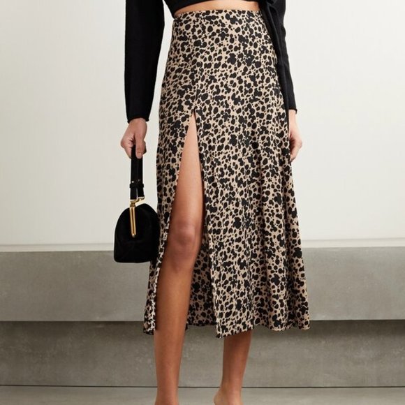Reformation Zoe leopard-print crepe midi skirt XS - Picture 1 of 1